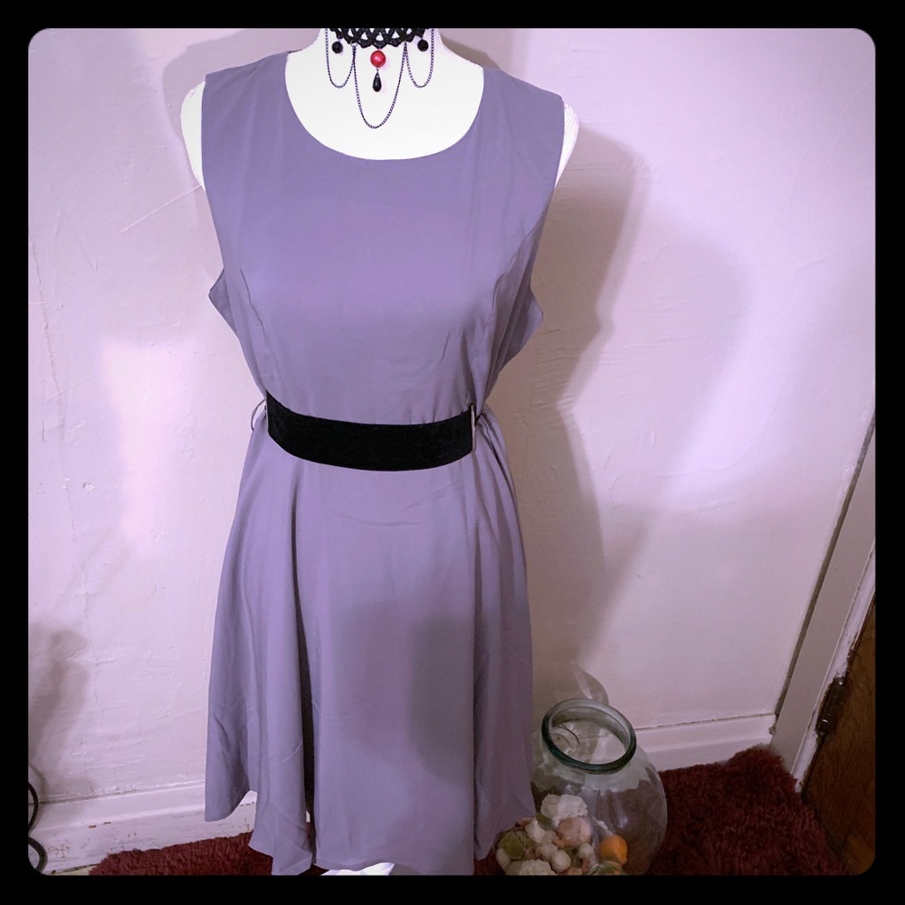 Gray dress with a belt